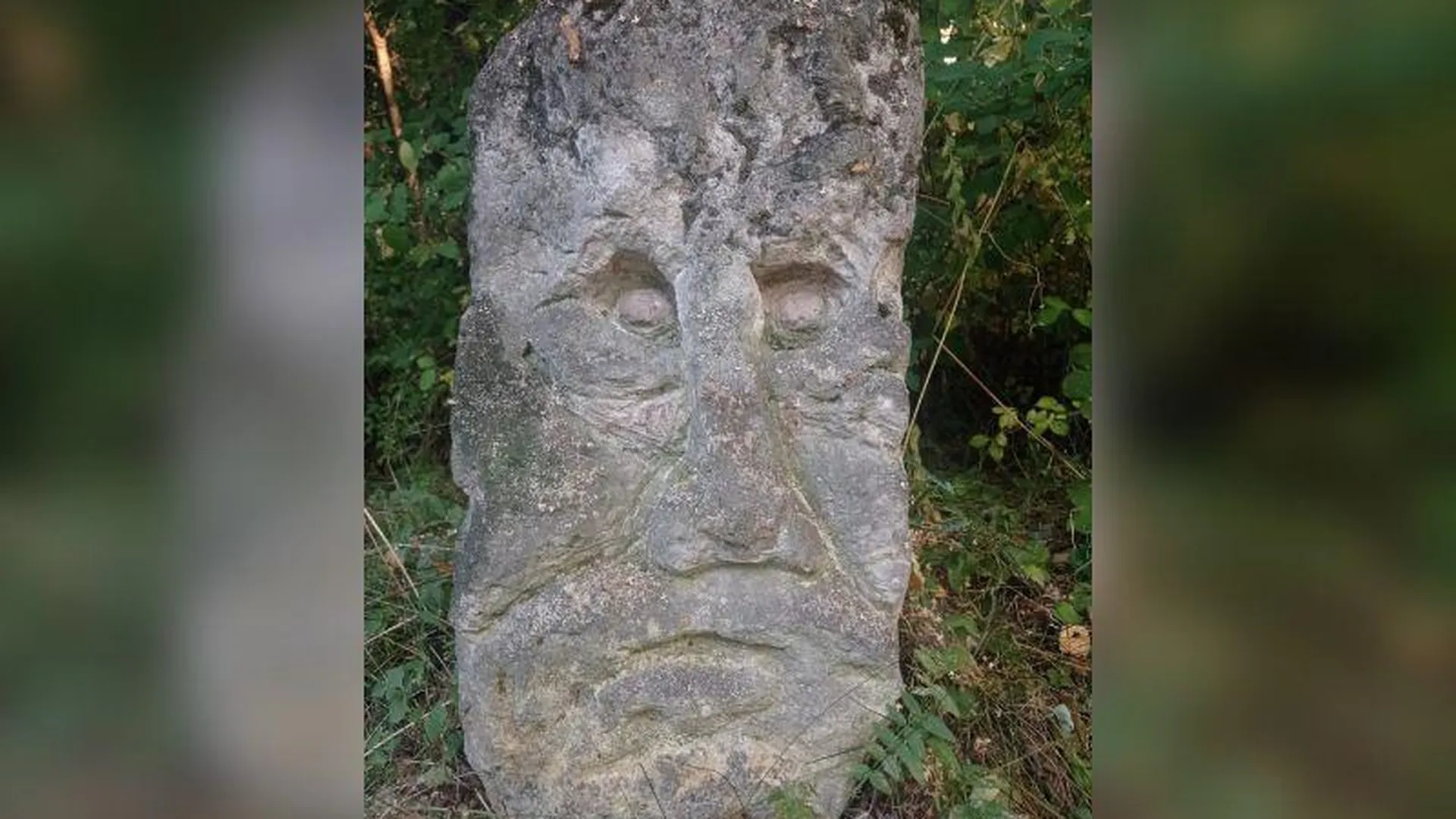 Камень с человеческим лицом озадачил жителей Истры