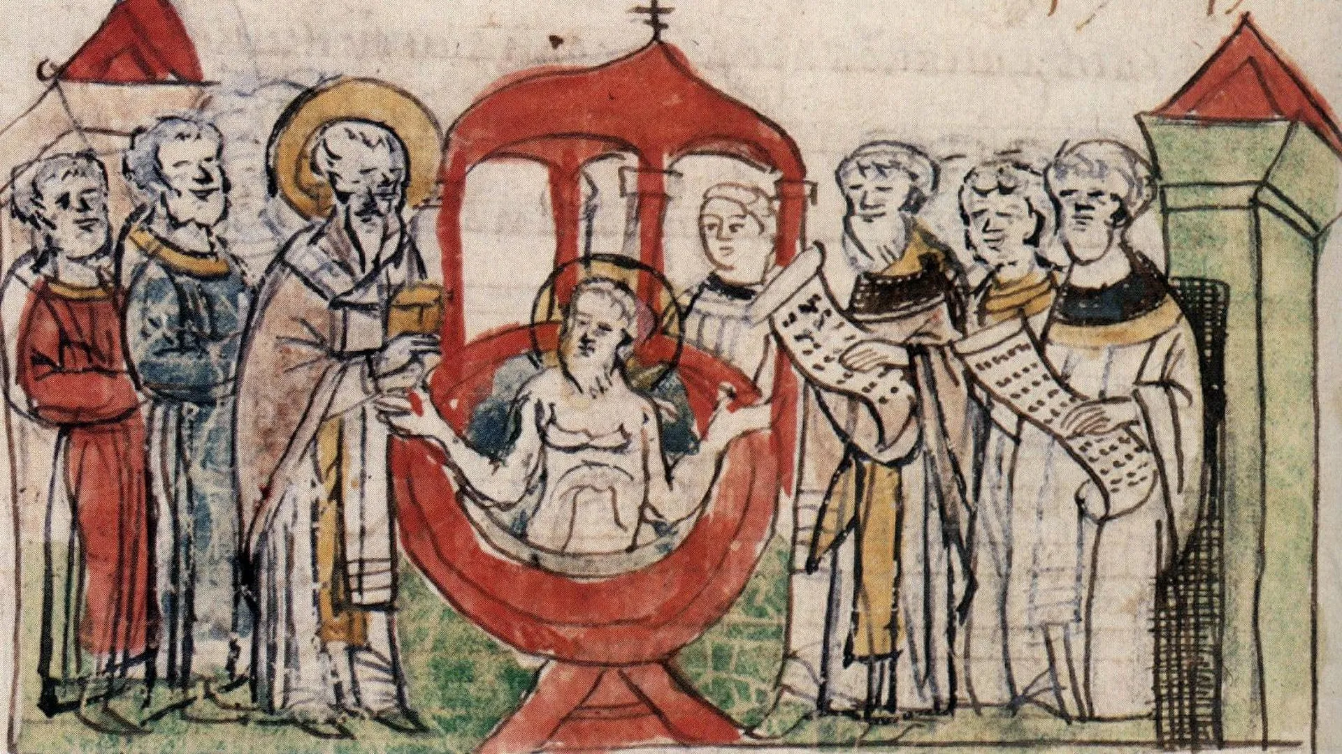 Миниатюра из Радзивилловской летописи «Крещение князя Владимира», конец XV века