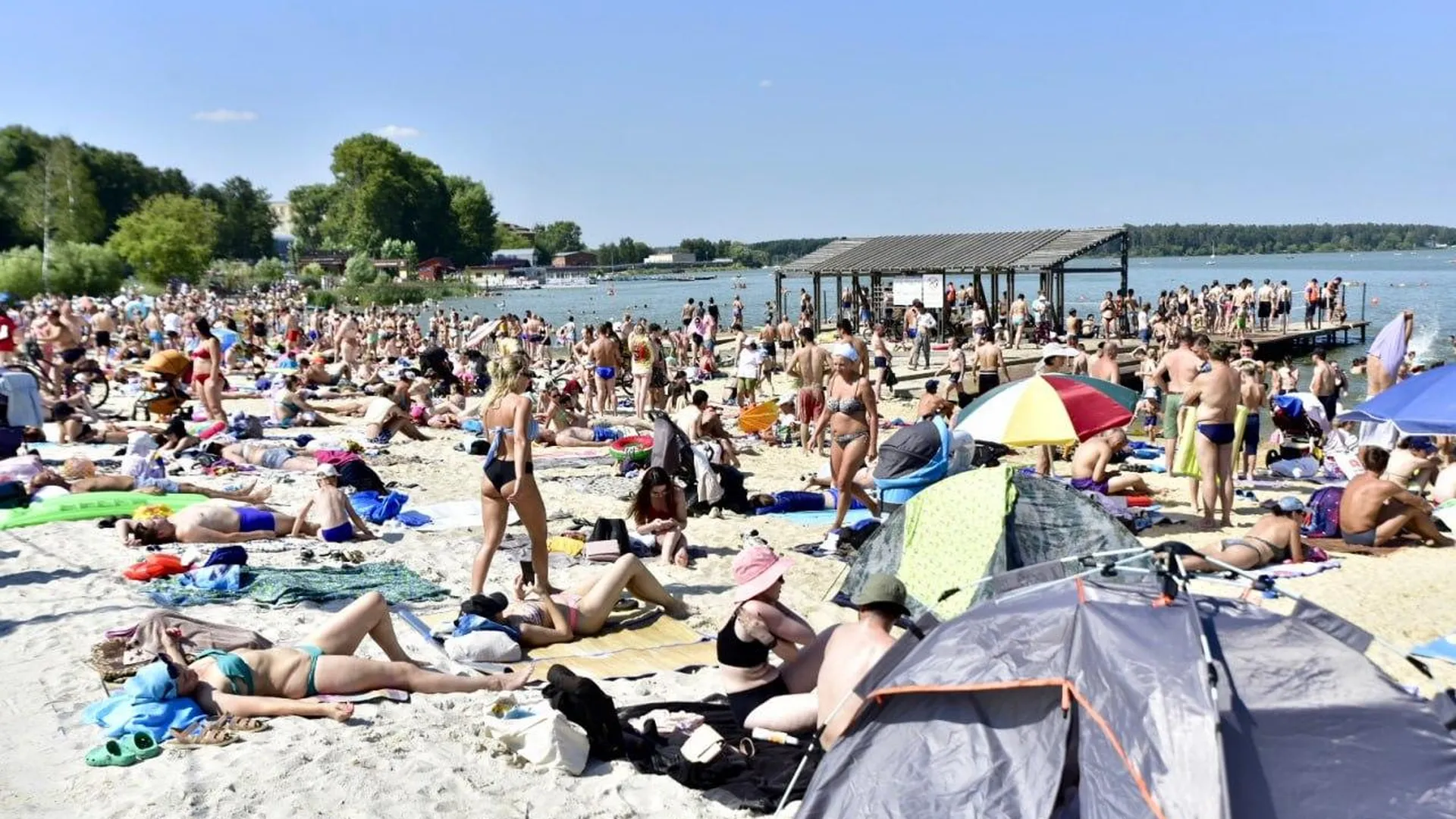 Почти 9 тысяч человек отдохнули на пляже озера Сенеж в Солнечногорске в выходные