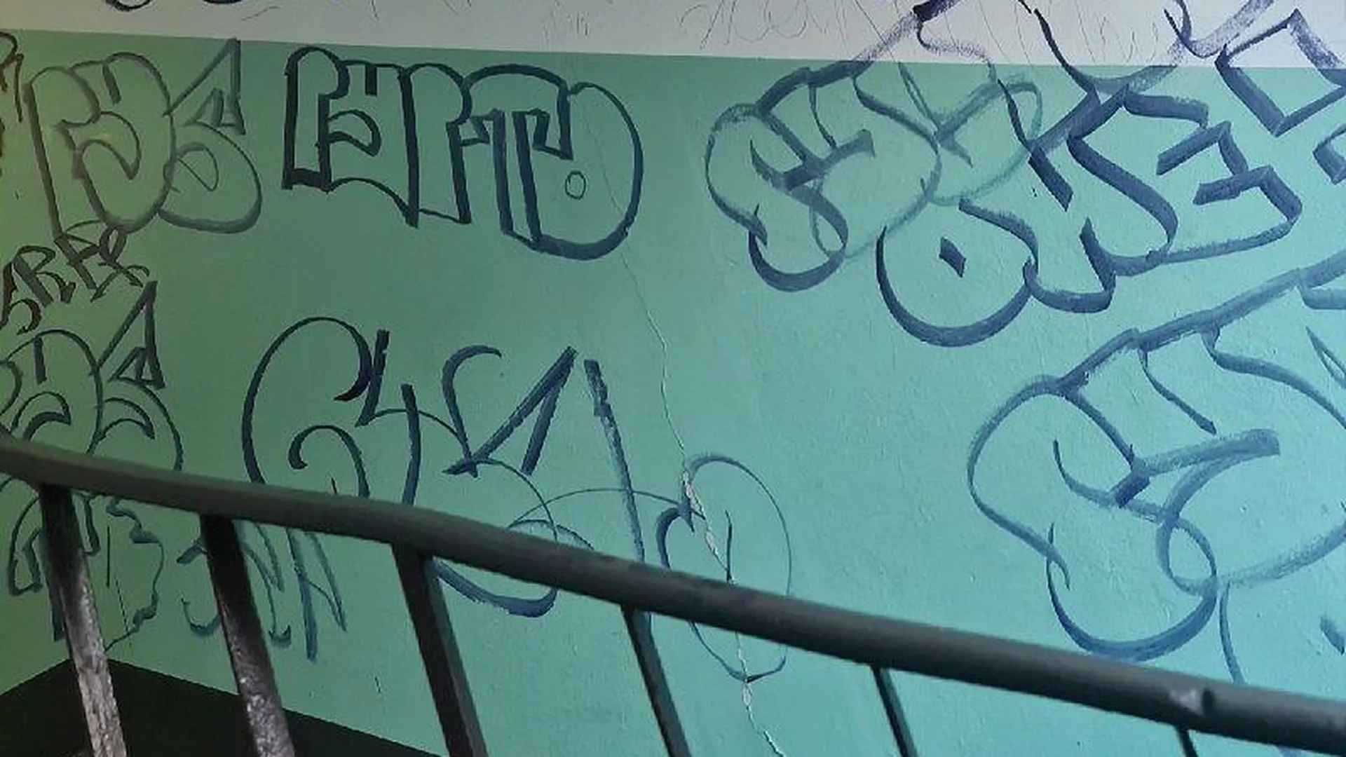 Хулиганы исписали подъезд от пола до потолка в Орехово-Зуево