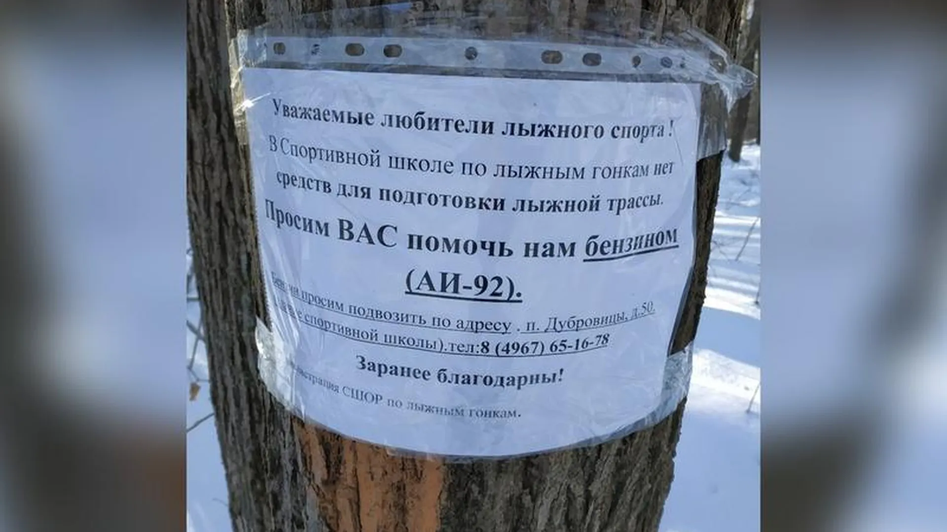 Жители собирают деньги на бензин для расчистки лыжной трассы в Подольске