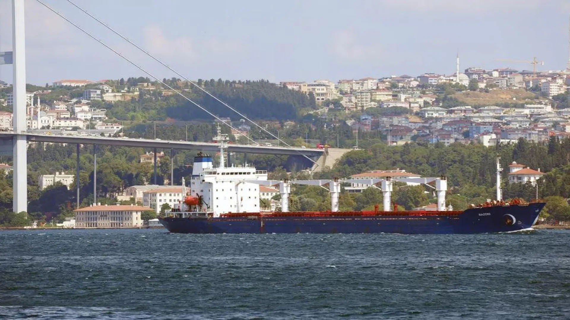 Сухогруз Razoni с украинским зерном выходит из порта в Стамбуле / Sputnik, Бурджу Окутан