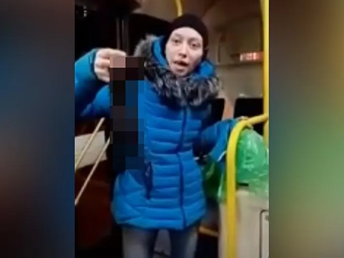 Неадекватная женщина размахивала трупом котенка в автобусе в Клину