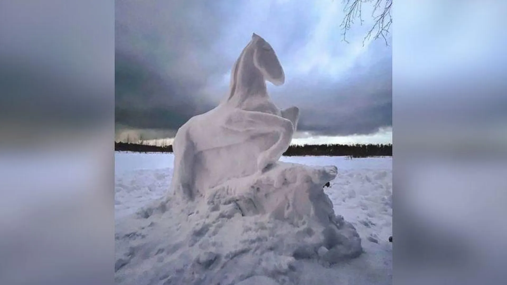 Конь дивной красоты: новая снежная достопримечательность появилась в Балашихе