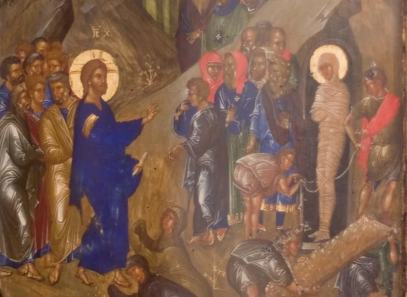Воскрешение Лазаря, византийская икона.