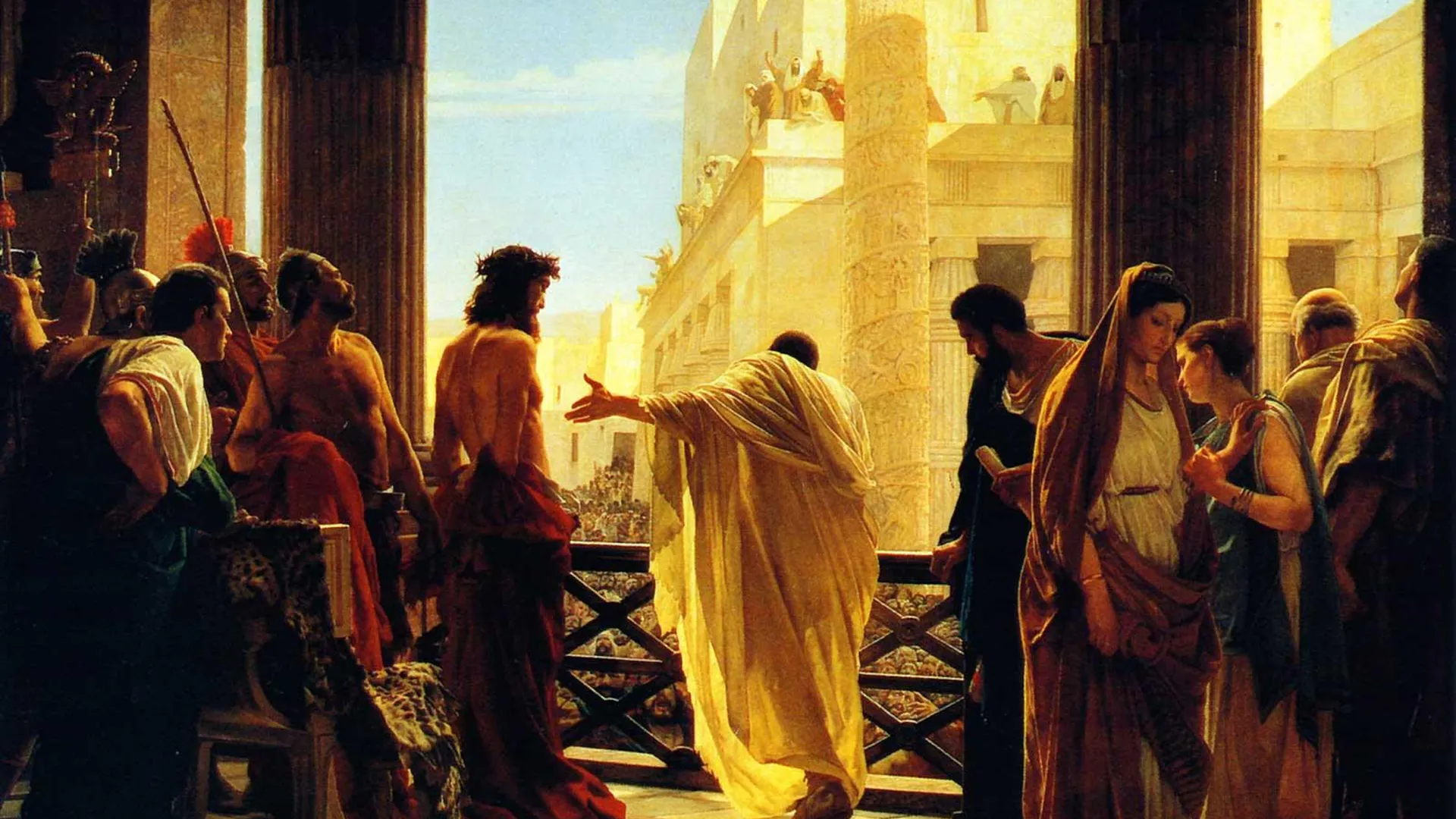 Пилат обращается к толпе иудеев, призывая помиловать Христа, Антонио Чизери, 1862