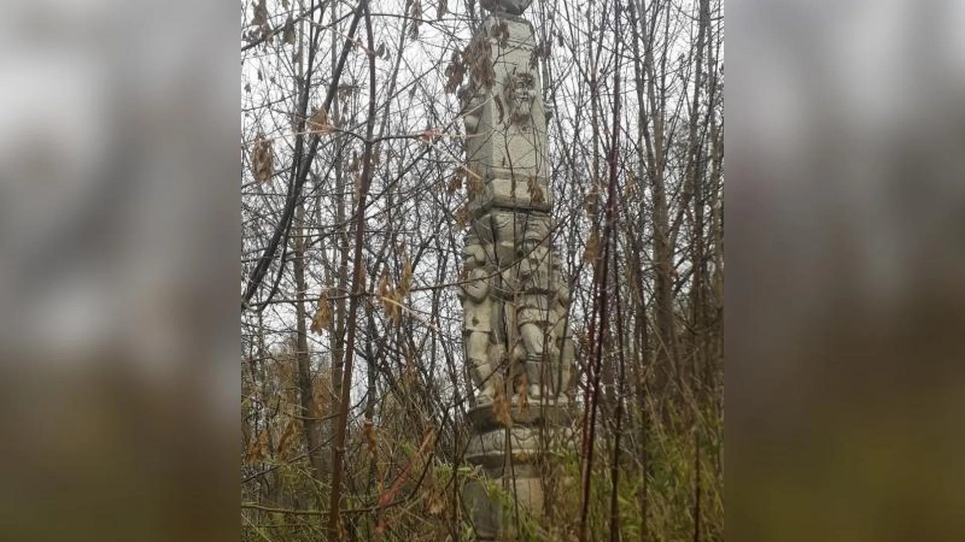 Заброшенный парк фольклорных скульптур случайно обнаружил житель Клина