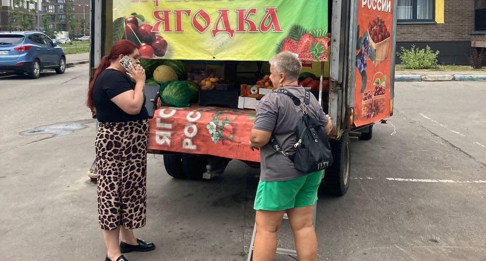 Незаконную продажу овощей и фруктов из кузова грузовика пресекли в Мытищах
