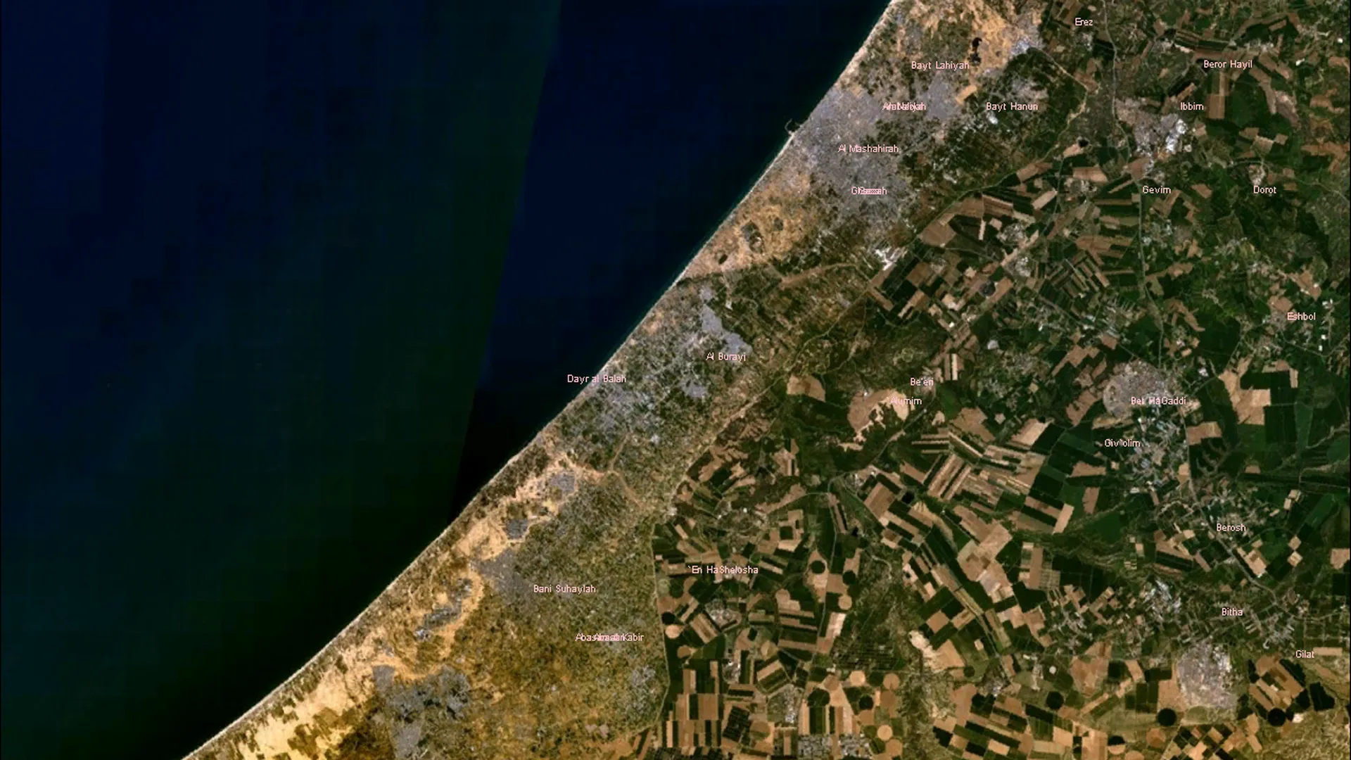 Сектор Газа, вид со спутника
