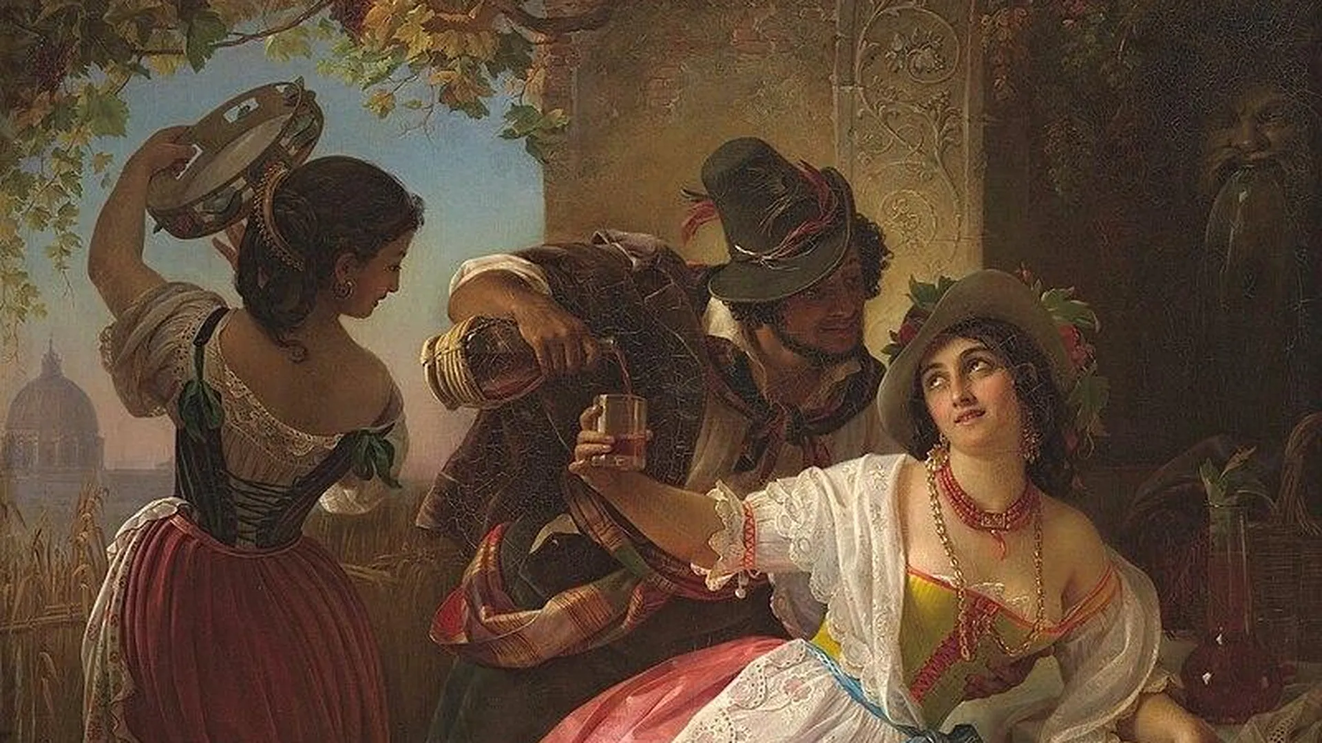 «Октябрьский праздник в Риме», художник Пимен Орлов, 1851 год