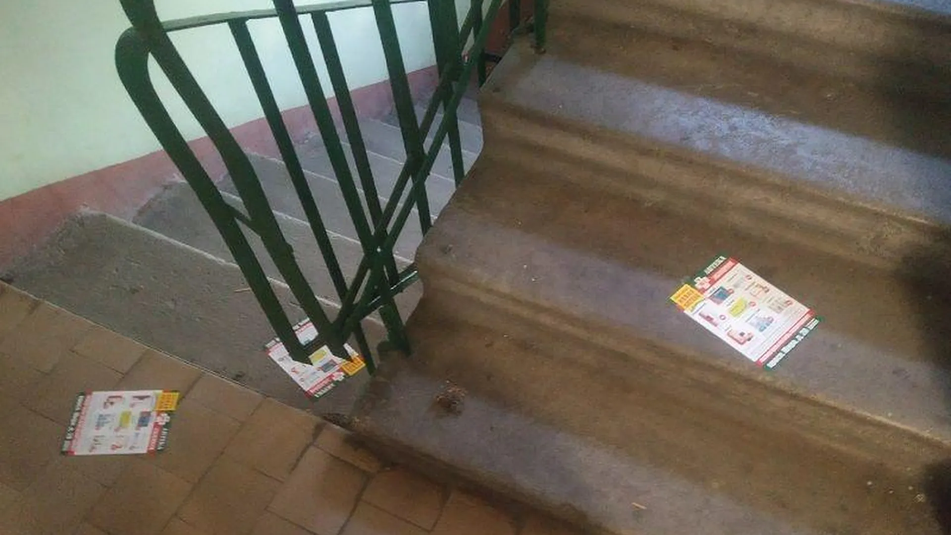 Подъезд многоквартирного дома во Фрязино закидали листовками с рекламой