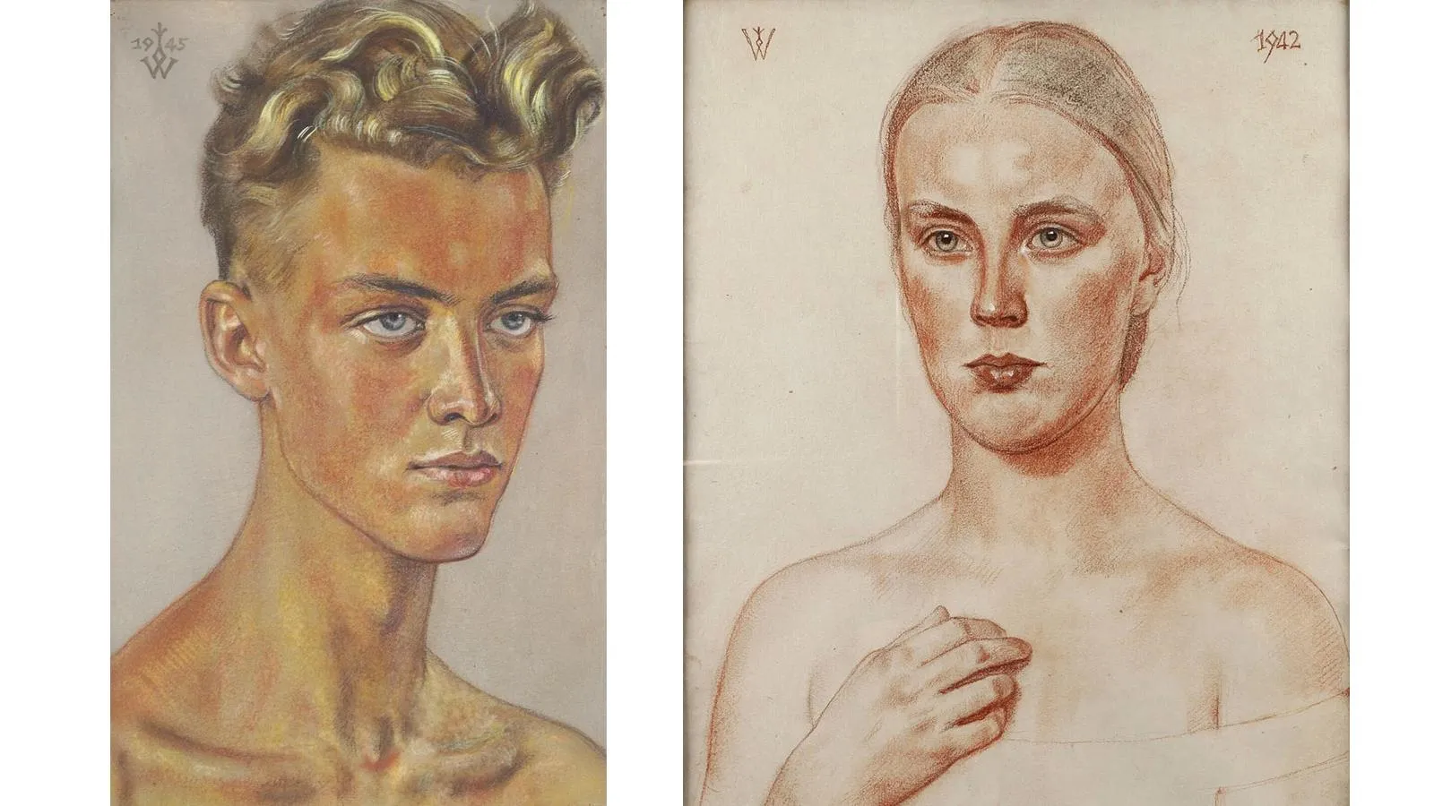 Портреты «нордических расовых типов» авторства Вольфганга Вилльриха, 1945 и 1942 годы