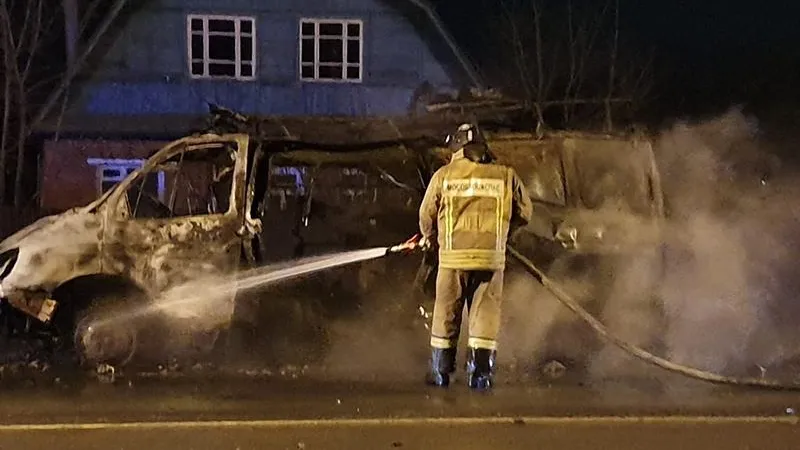 Машина скорой помощи взорвалась в Раменском