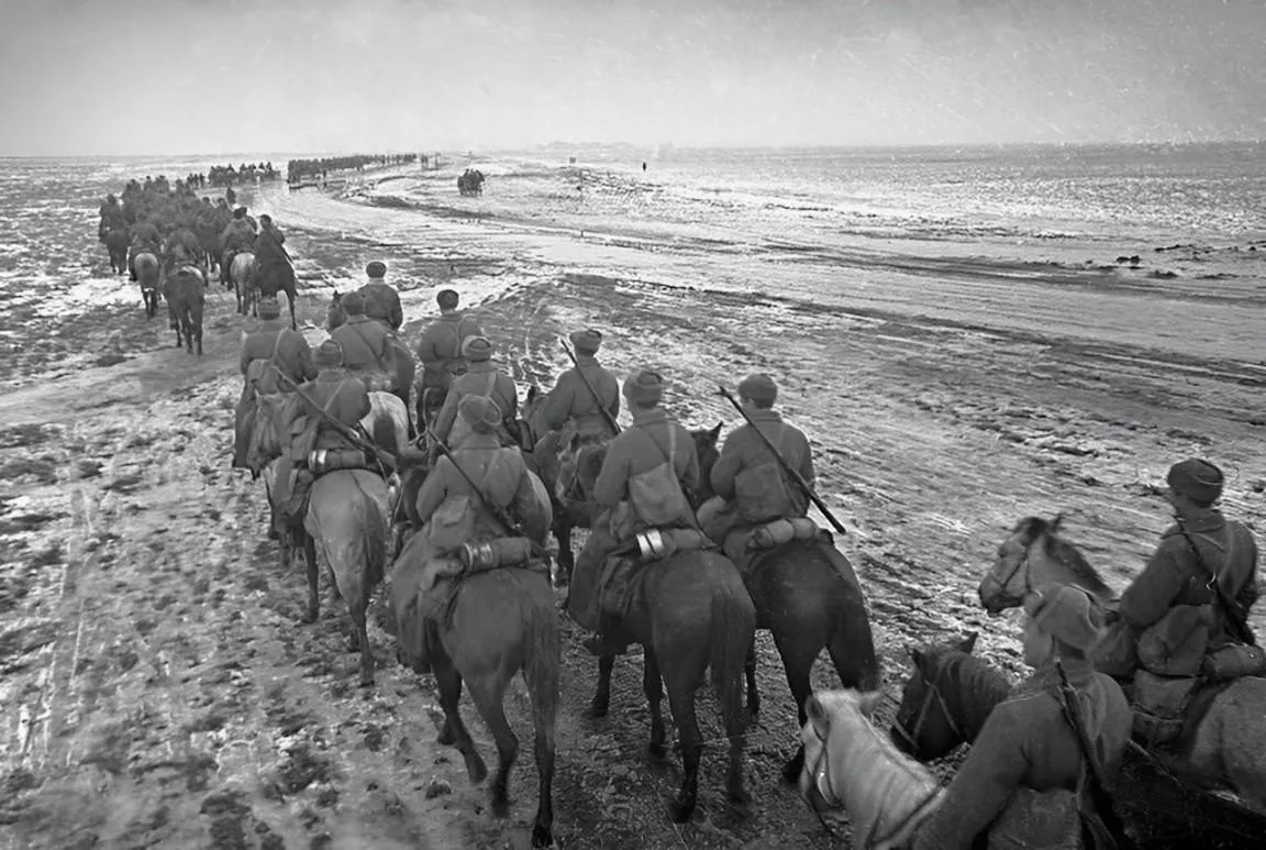 Подразделение 4-го гвардейского кавалерийского корпуса на марше
