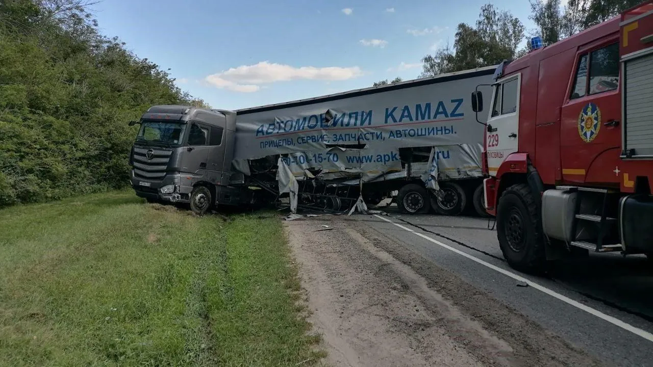 Авария с участием трех фур и легковушки произошла на трассе в подмосковных  Луховицах