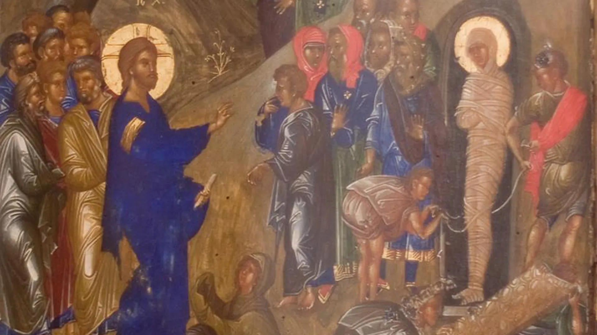Воскрешение Лазаря, византийская икона.