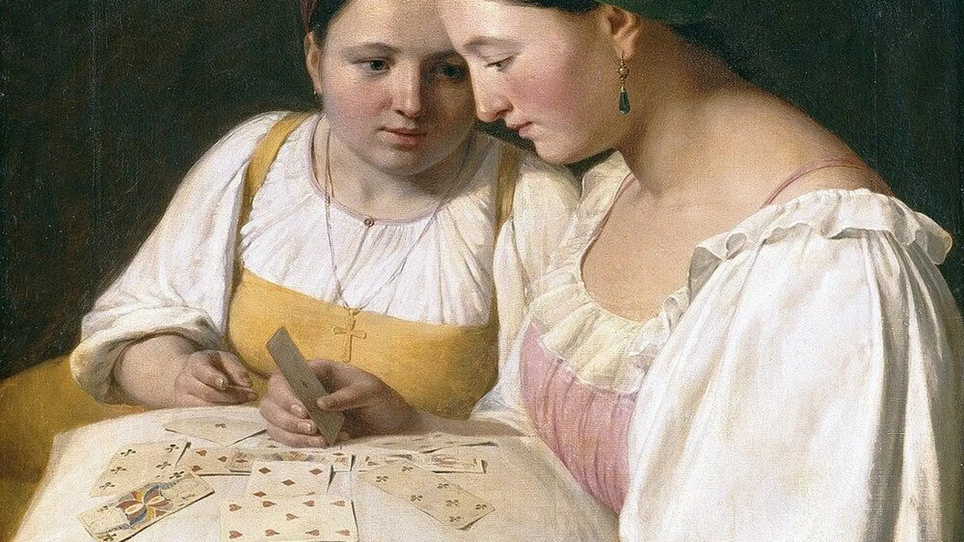 Картина «Гадание на картах», художник Алексей Венецианов, 1842 год