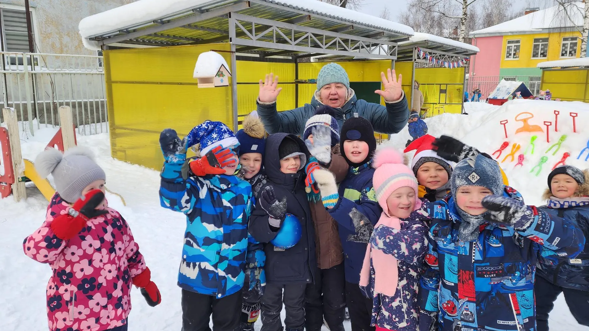 В Городском округе Пушкинский детсадовцы гуляют даже в морозную погоду