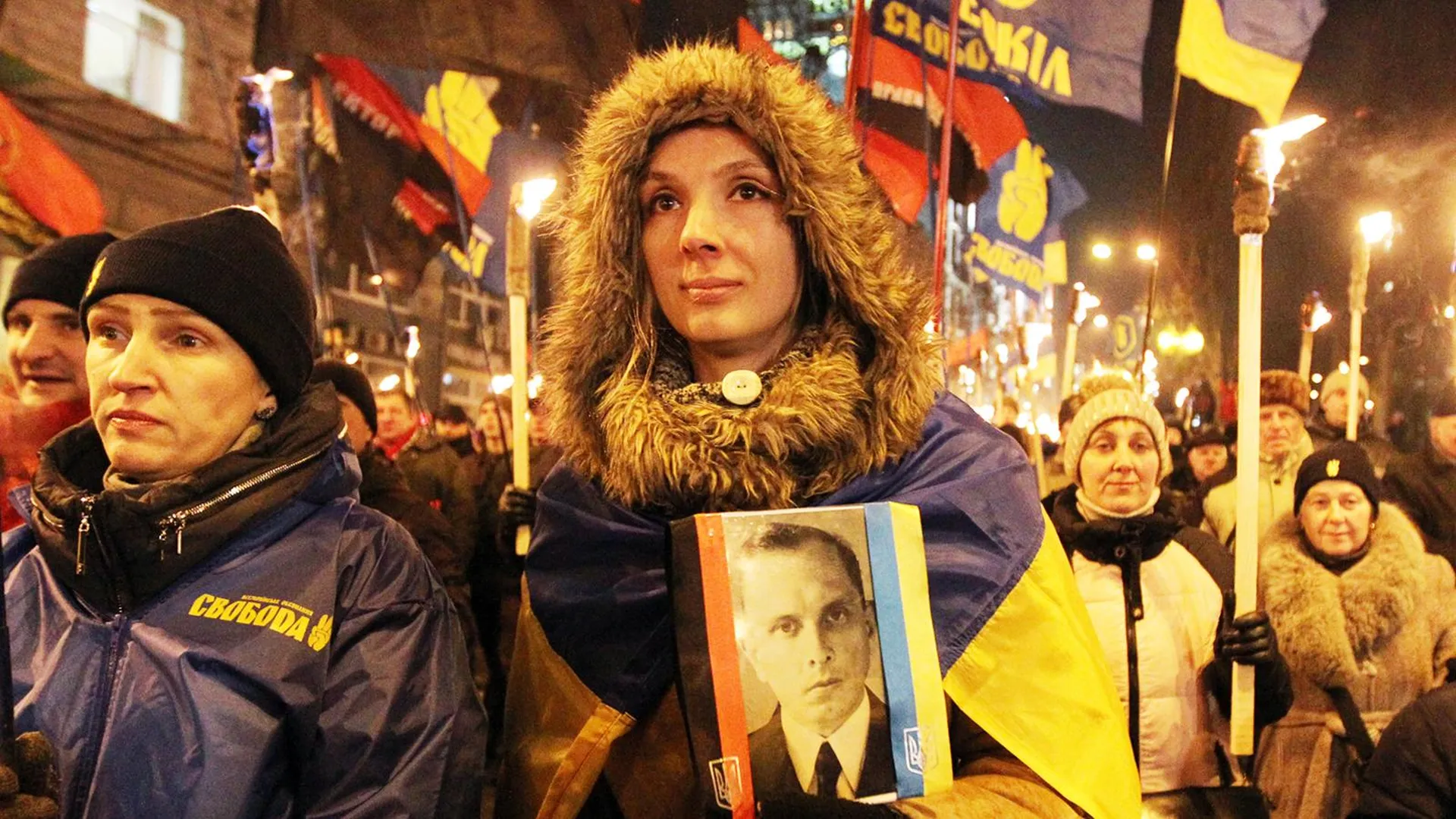Марш в центре Киева в день рождения Степана Бандеры. Фото: Serge Glowny