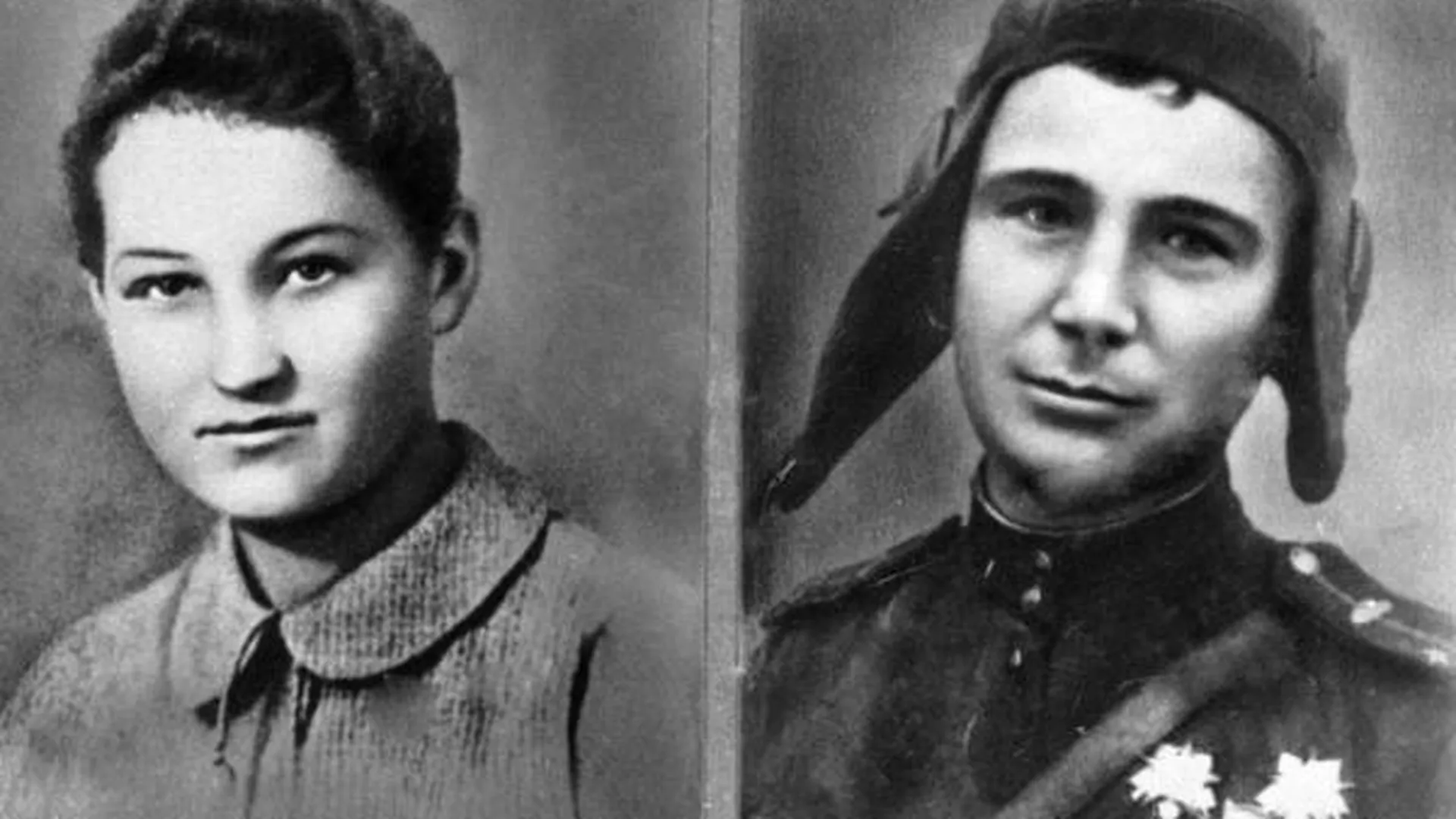 Портреты Героев Советского Союза Зои (слева) и Александра (справа) Космодемьянских