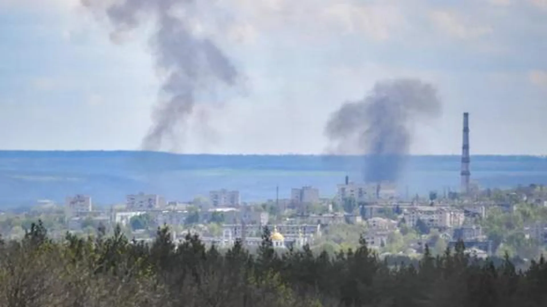 Обстрел украинскими войсками города Изюм. Фото: РИА «Новости»