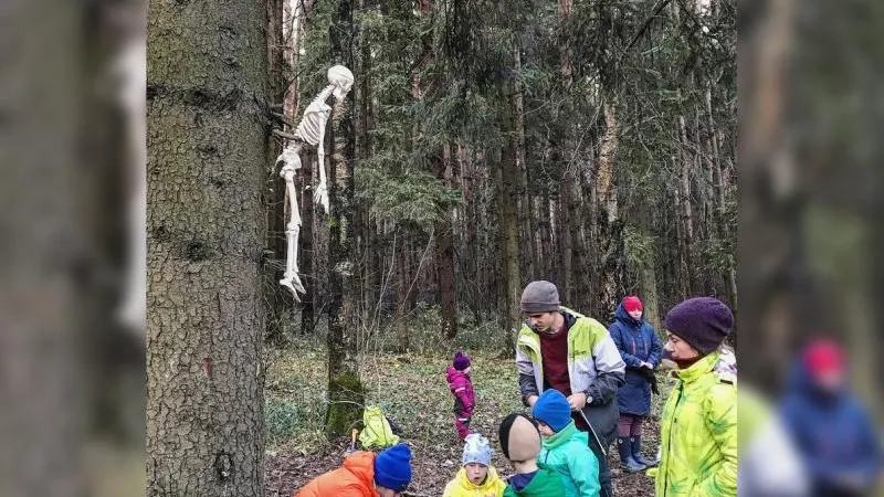 Дети устроили игры со скелетом в лесу Одинцовского района