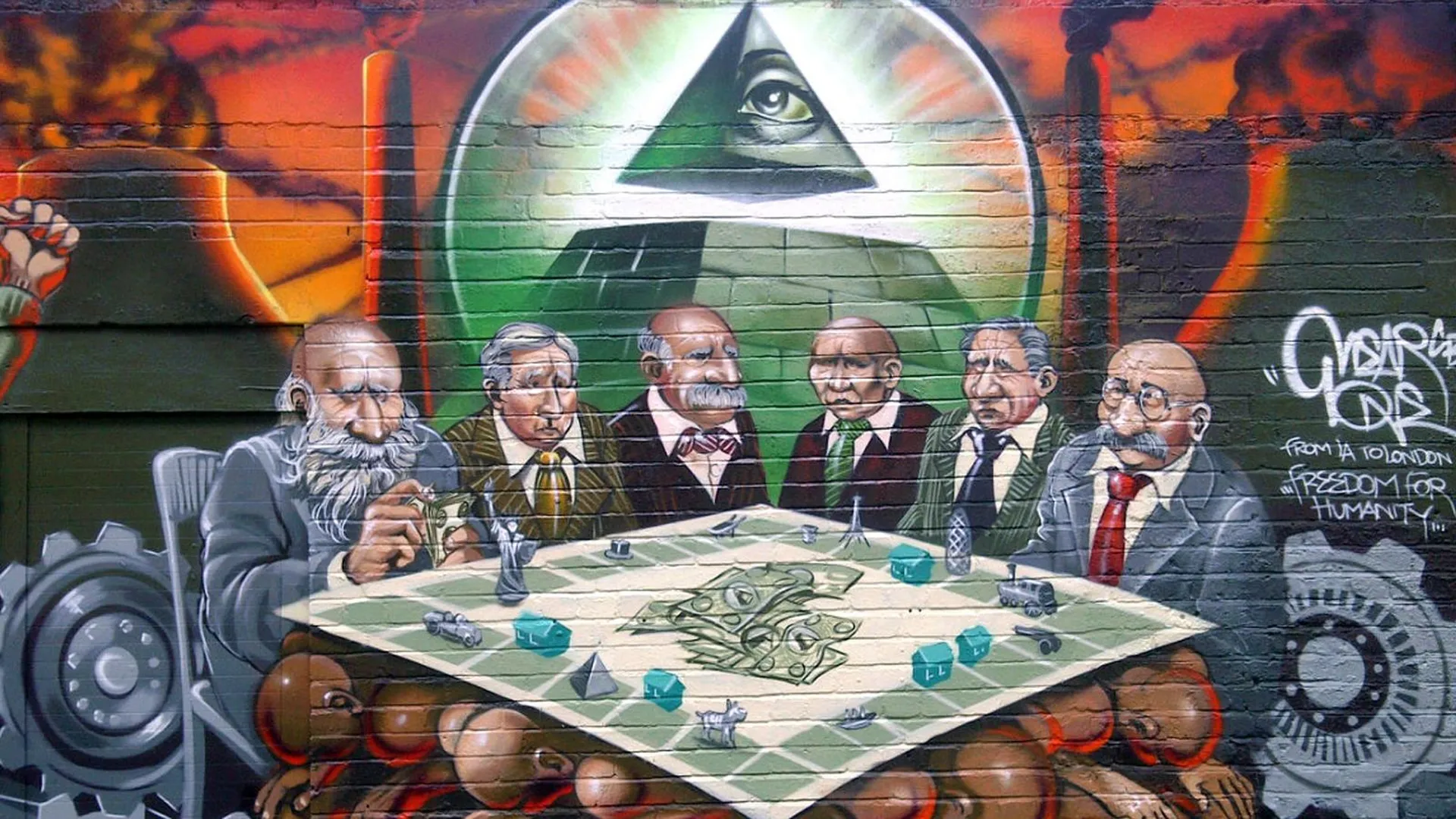 «Новый мировой порядок», граффити в Лондоне