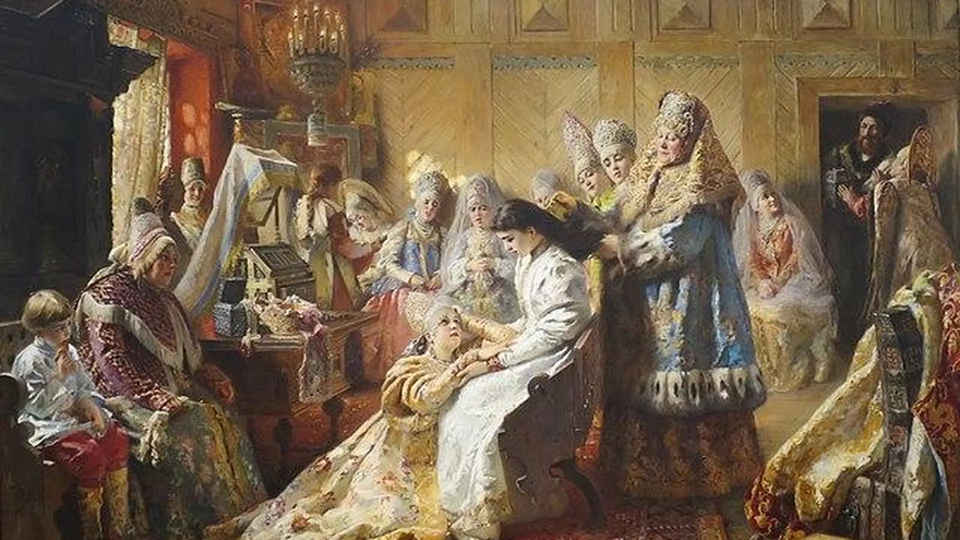 Картина «Под венец», 1884 год. Художник Константин Маковский (1839-1915)